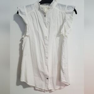 White Button-Up Sleeveless Blouse